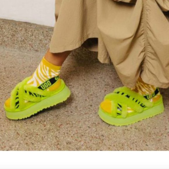 UGG Shoes - UGG Disco Cross Slide Animalia Slipper Shoe/Slipper Key Lime New Size 8